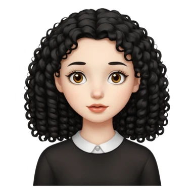 Side part black curly hair girl with mole above left side of lip pale skin  sticker