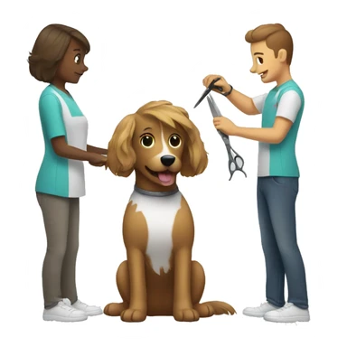 Dog getting a haircut sticker
