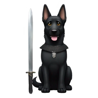 All black German shepherd with sword   sticker