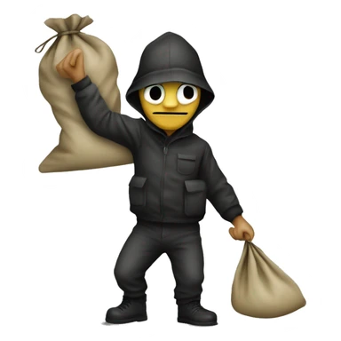 robber with sack of money sticker