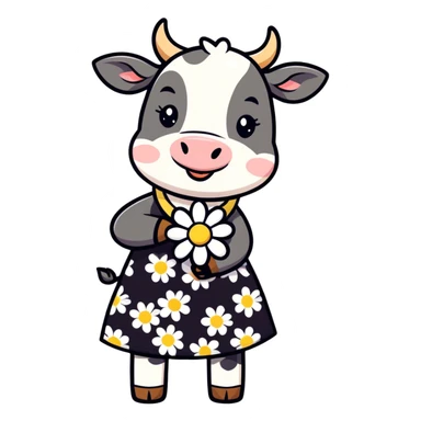 Vaca y chica  sticker