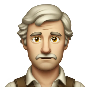 sad, handsome white man, 1800s, poor farmer, no mustache  sticker