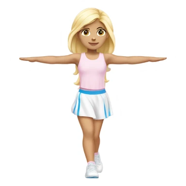 angelic blonde girl blue eyes stretching in light pink gym  sticker