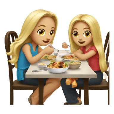  Blonde long hair girl eating big meal  sticker