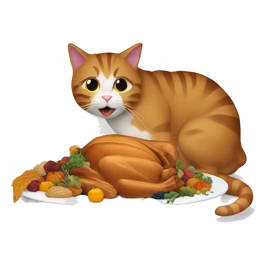 Cat eating thanksgiving dinner  sticker
