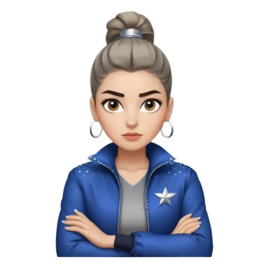 สีตาโทนเทาเท่ ๆ มีประกายคม

คิ้วได้รูป มองแล้วดูสตรอง

ผมหางม้าสูง / ผมสั้นสปอร์ต

เสื้อแจ็กเก็ต / ลุคสตรีทแฟชั่น

ท่าโพสกอดอก / ชูนิ้วโป้ง / เดินมั่น ๆ
ฟีล: Girl Boss, cool beauty, minimal but powerful sticker