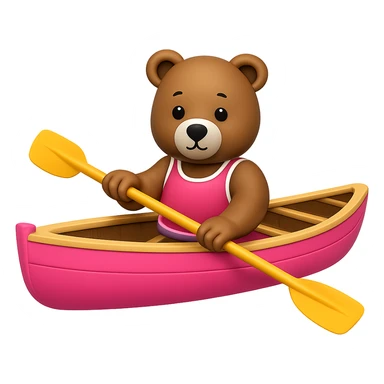 Make the image show only the pink rowing boat with the bear rowing, removing the background. Originally in apple style emojis. sticker