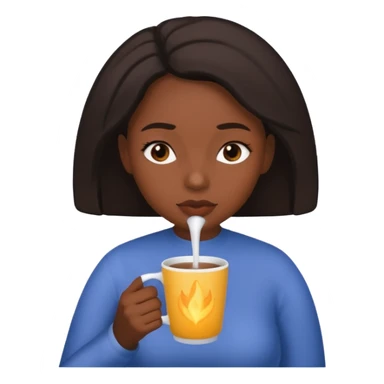 sick black woman drinking hot drink sticker
