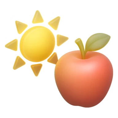 yellow sun, apple emoji inspired, matte glass style sticker