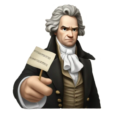 Beethoven con una partitura en la mano sticker