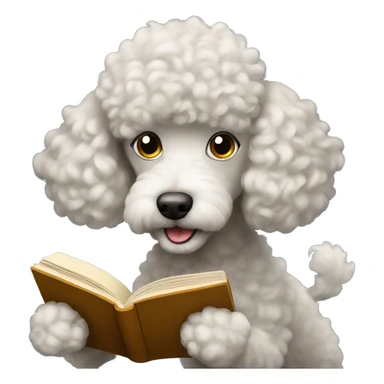 Poodle reading a book sticker
