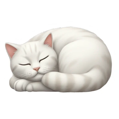 A white curled up cat napping sticker