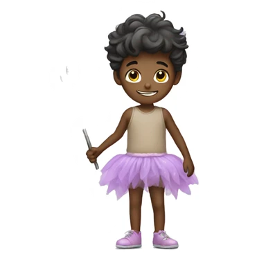 Boy wearing tutu and a fairy wand standing sticker