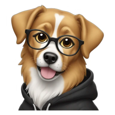 Dog wearing glasses in a black hoodies sticker