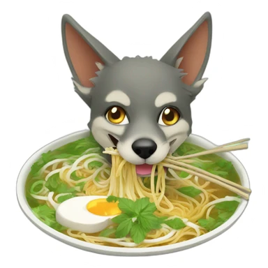 Jackal eating pho sticker