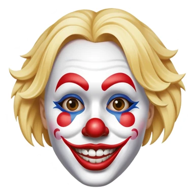 a blonde woman making a good decision acting like a fool holding a clown madk sticker