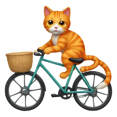 Orange cat riding bike sticker