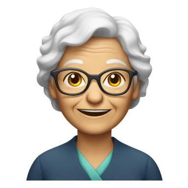 smiling old woman with glasses sticker