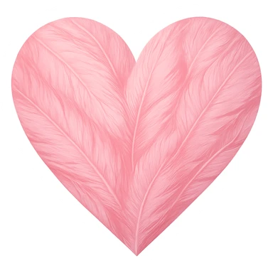 heart with a pink feather texture, clean digital illustration, no background sticker