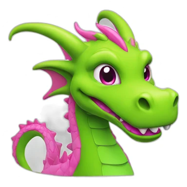 Neon green dragon with pink lips sticker