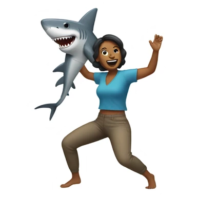 woman dancing with a shark sticker