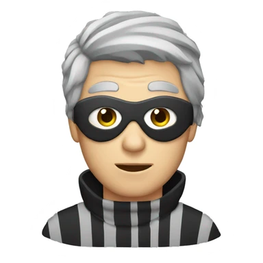 Burglar with eye mask and striped jumper and grey hair sticker