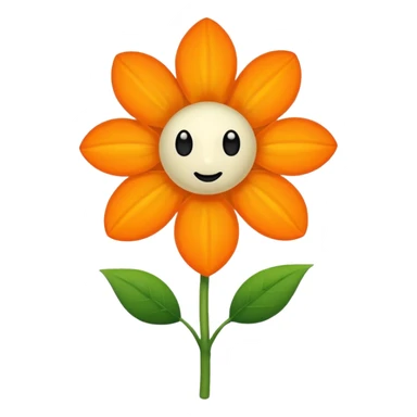 Green stem, white bud with black cartoony face: ;p. And six heart shaped yellowish orange petals sticker