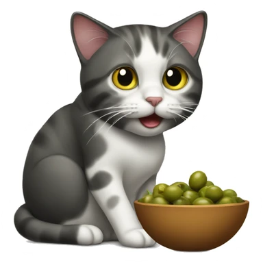 Cat eating a  lack olive  sticker