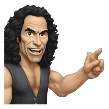 Ronnie james dio qui fait les cornes avec la main sticker