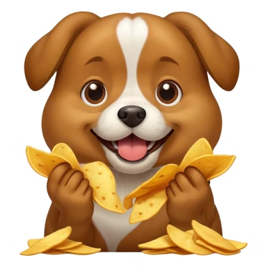 A dog eating chips  sticker