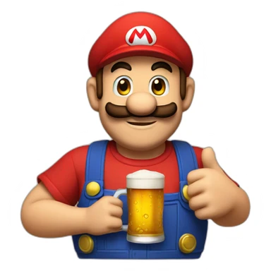 mario holding beer sticker