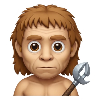 cute old Neanderthal with big eyes and a club sticker