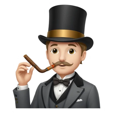 a sophisticated gentleman with a top hat, monocle and cigar sticker