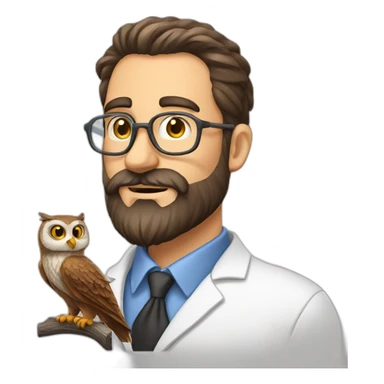 Beard-scientist-with-owl sticker