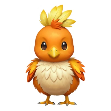 Torchic, the small orange fire-type chick Pokémon with yellow feathers on head and small beak sticker