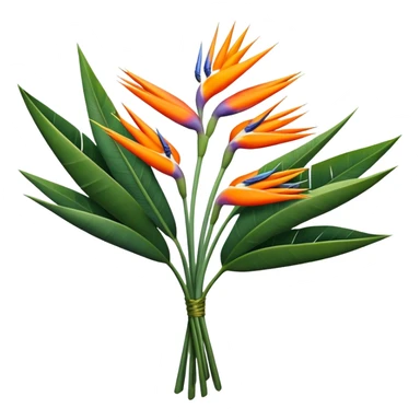 big bouquet Strelitzia Reginae, luxuriant, stem, leaf sticker