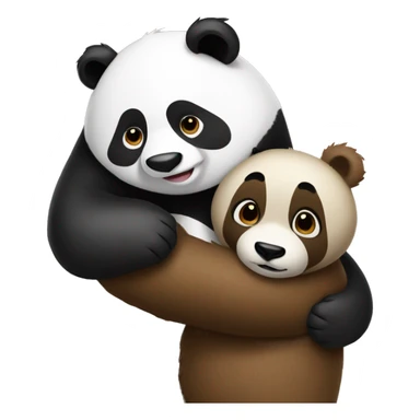 panda and brown bear hug sticker