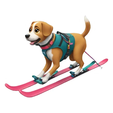 Dog skiing sticker
