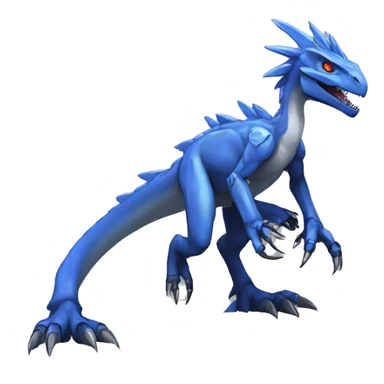  Edgy Blue Digimon-Fakemon-Velociraptor-Dragon-Mecha full body sticker