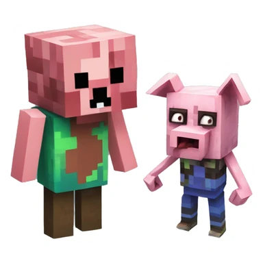 Zombie Pigman with Zombie from Minecraft sticker