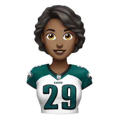  White female brunette wearing Philadelphia Eagles jersey sticker
