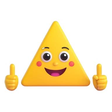 A 2D cartoon-style yellow emoji with a mischievous smile, triangle-shaped eyes, and both hands pointing upward with index fingers.  clean digital style, and a fun, dancing expression. Style similar to children’s drawing tutorials, dancing expression. No background, isolated on white.  sticker