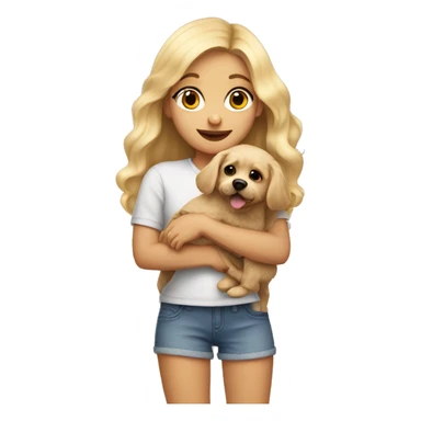 Blonde girl holding fluffy dog sticker