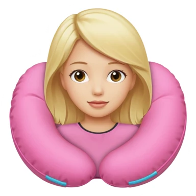blonde woman using pink travel pillow  sticker
