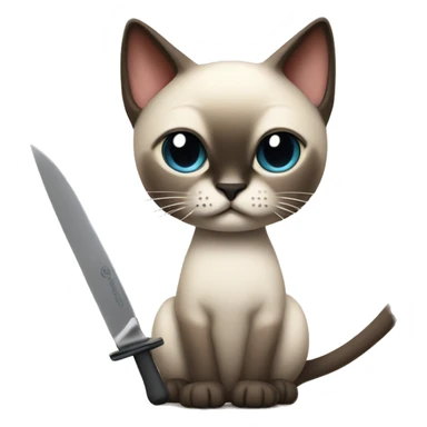 Siamese cat holding a knife sticker