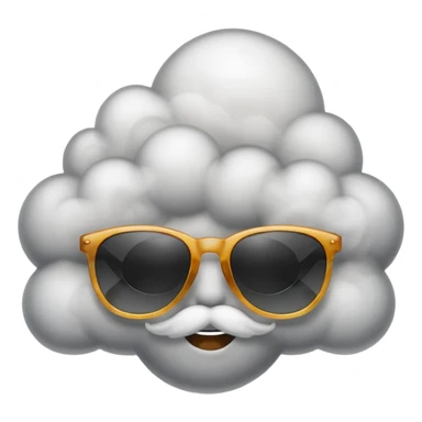 An emoji with sunglasses, exhaling a cloud of smoke.  sticker