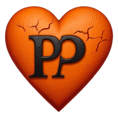 Can you make a dark orange heart with a dark red letter in the middle in a gothic style, the letter is P sticker