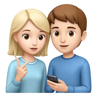 generate realistic detailed boy and girl talks 3d style  sticker