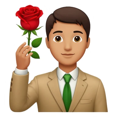 Hombre alzando la mano con una rosa sticker