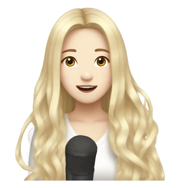 korean woman with long blonde hair, singing, kpop style sticker
